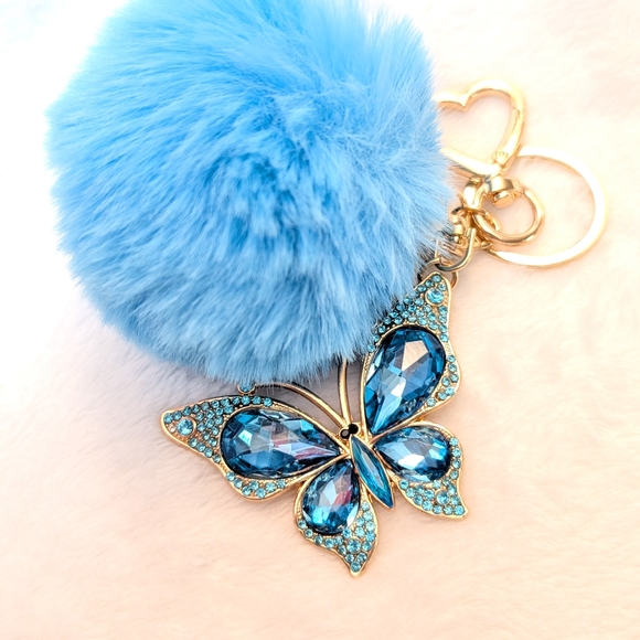 Accessories - Pretty butterfly blue bag charm keychain